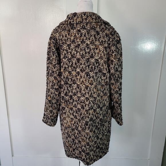 Zara Size S Tweed Double Breasted Wool Blend Marled Brown Black Jacket - Picture 3 of 11